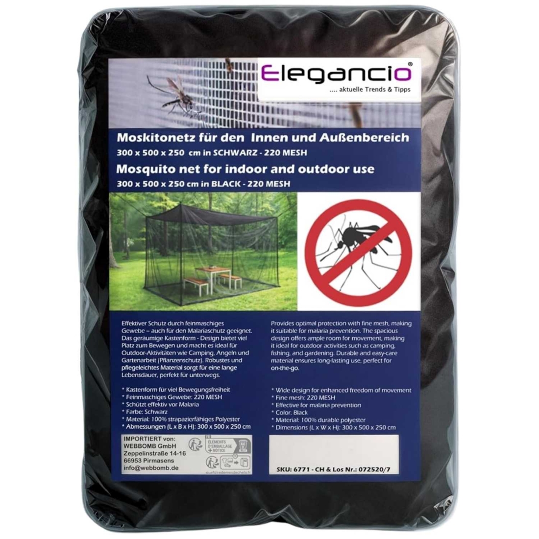 Strapazierfähiges XXL-Moskitonetz: Schützt Doppelbetten oder Gartenliegen, vielseitig einsetzbar und aus robustem Polyester gefertigt.